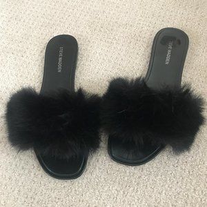 Trendy Sexy faux fur slides